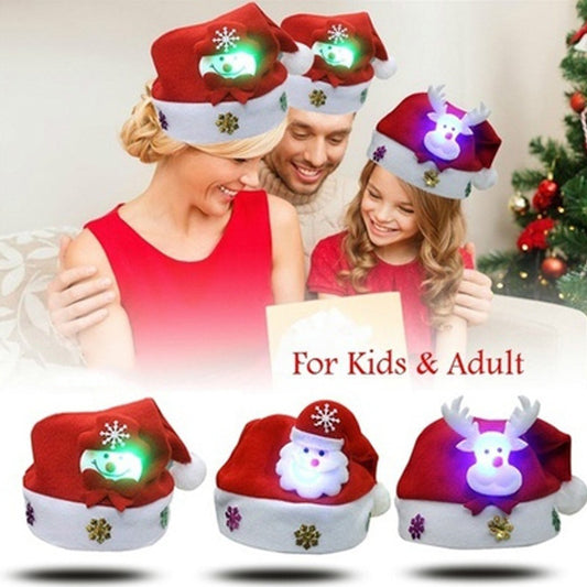 Holiday Christmas LED Hat – Cartoon Non-Woven Glow Headwear