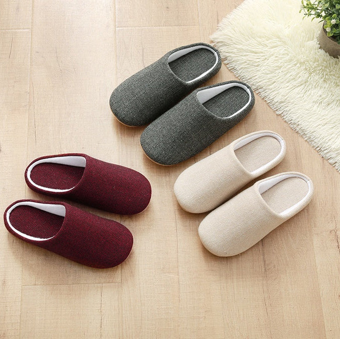 Autumn Winter Men’s Slippers – Cozy Cotton Anti-Skid Indoor House Shoes