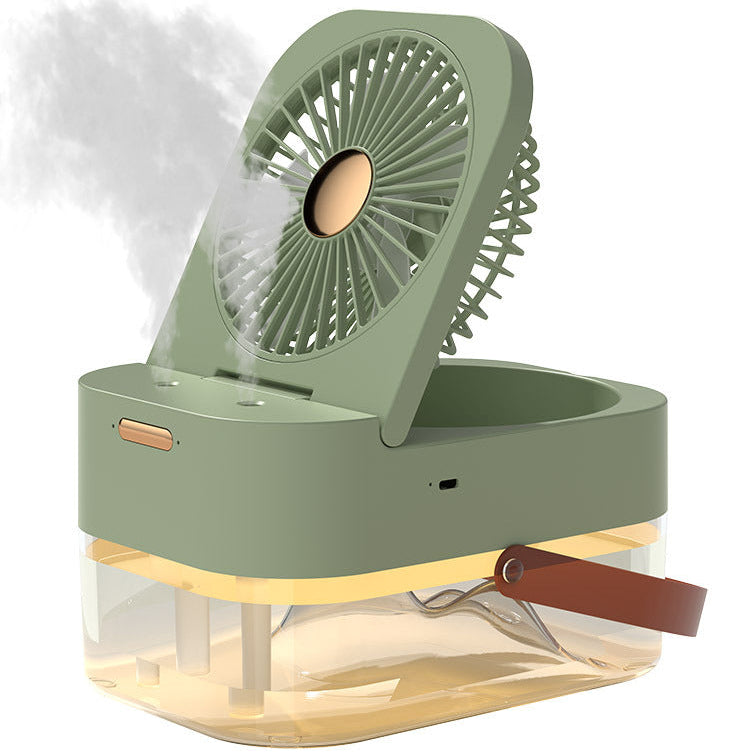 USB Air Cooler & Humidifier – Mini Portable Fan with Night Light