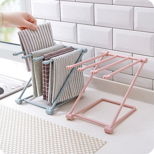 Foldable Dishcloth Shelf Rack – Kitchen Gadget for Dish Towels & Storage