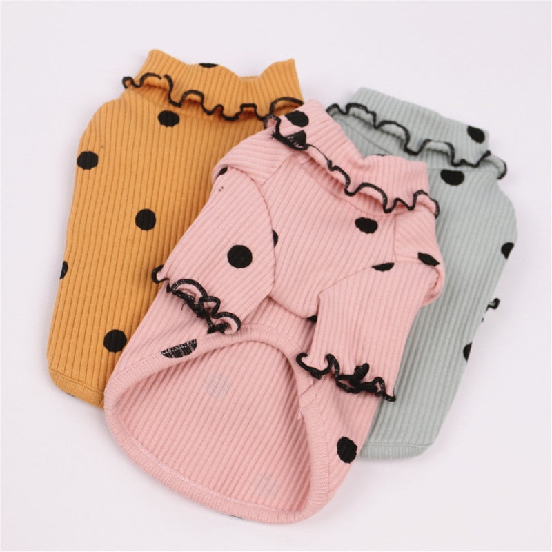 Dog Winter Turtleneck Shirt – Soft Dot Pet Clothing for Warm Comfort