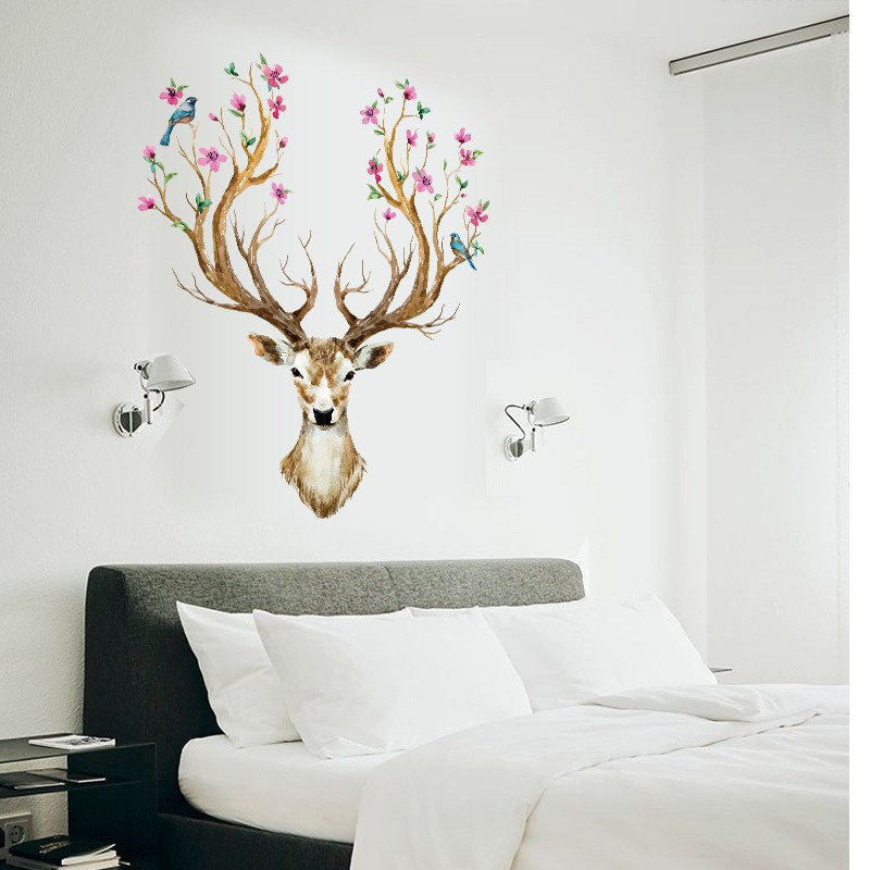 Sika Deer Wall Art Stickers – Decorative DIY Wall Decals for Bedroom & Living Room Interior