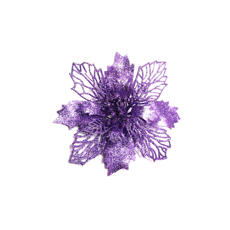 Christmas Glitter Fake Flowers – Festive Tree Decorations for Home & Party Setup