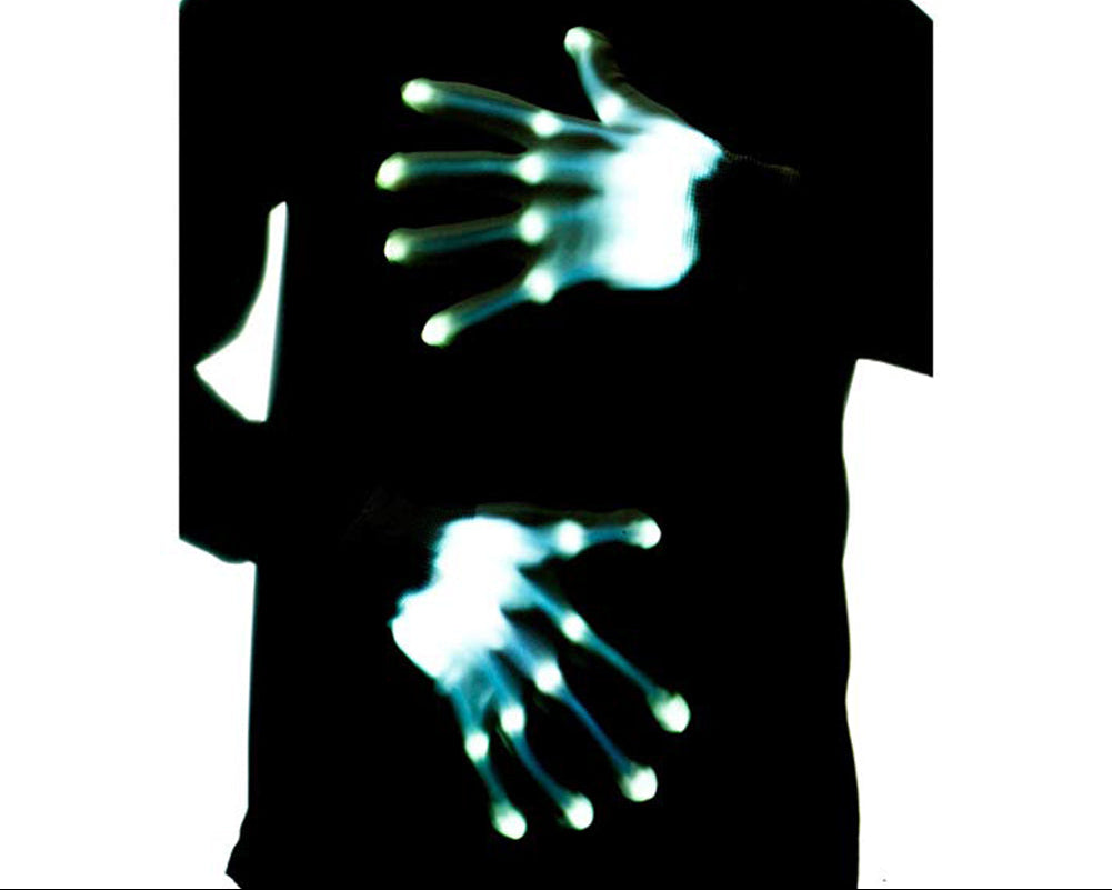 Glow in the Dark Skeleton Hand Gloves – LED Halloween Costume