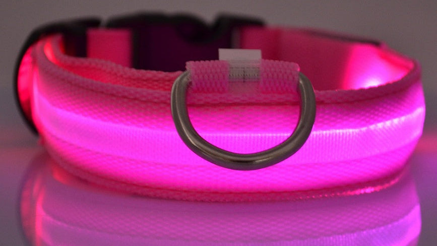Adjustable LED Dog Collar – Bright Glowing Pet Collar for Night Walk Safety & Visibility