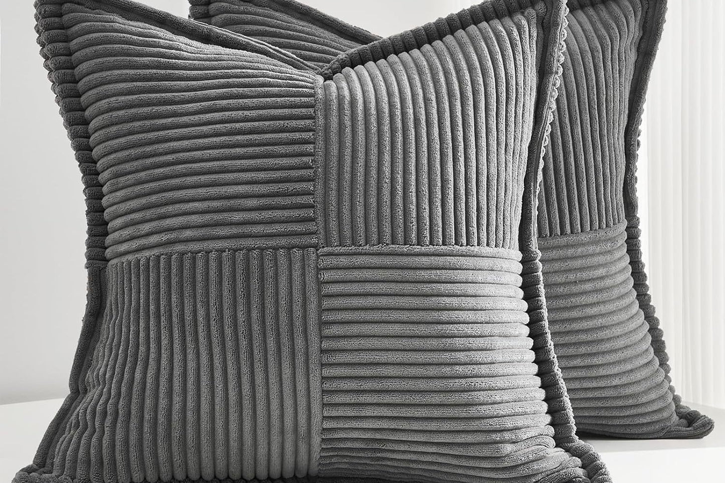 Corduroy Pillow Covers – Super Soft Boho Striped Throw Pillow Cases for Couch & Living Room