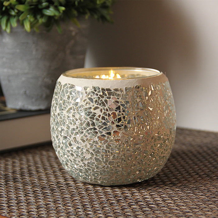 Colorful Mosaic Glass Candle Holder – Elegant Romantic Lighting for Home & Events