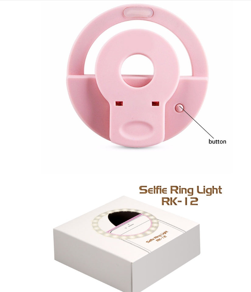 RK12 LED Selfie Ring Light – USB Rechargeable Clip-On Phone Light