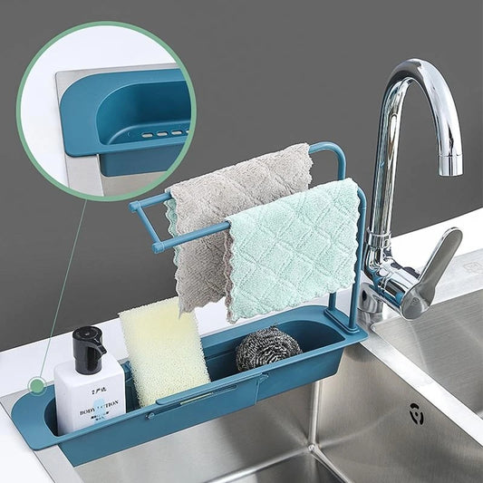 Space-Saving Sink Rack Holder – Telescopic Adjustable Kitchen Storage Organizer for Cleaning Supplies