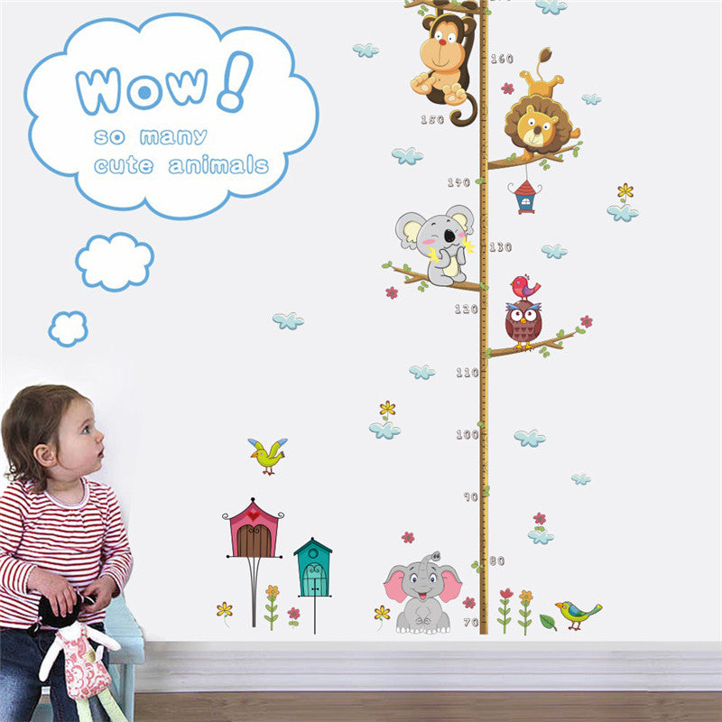 Kids Cartoon Animals Growth Chart Wall Sticker – Height Measure Wall Decal