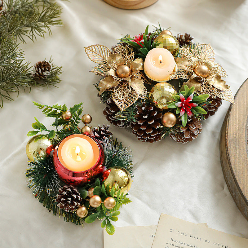 Christmas Table Wreath – Candle Holder Centerpiece for Festive Home Decor