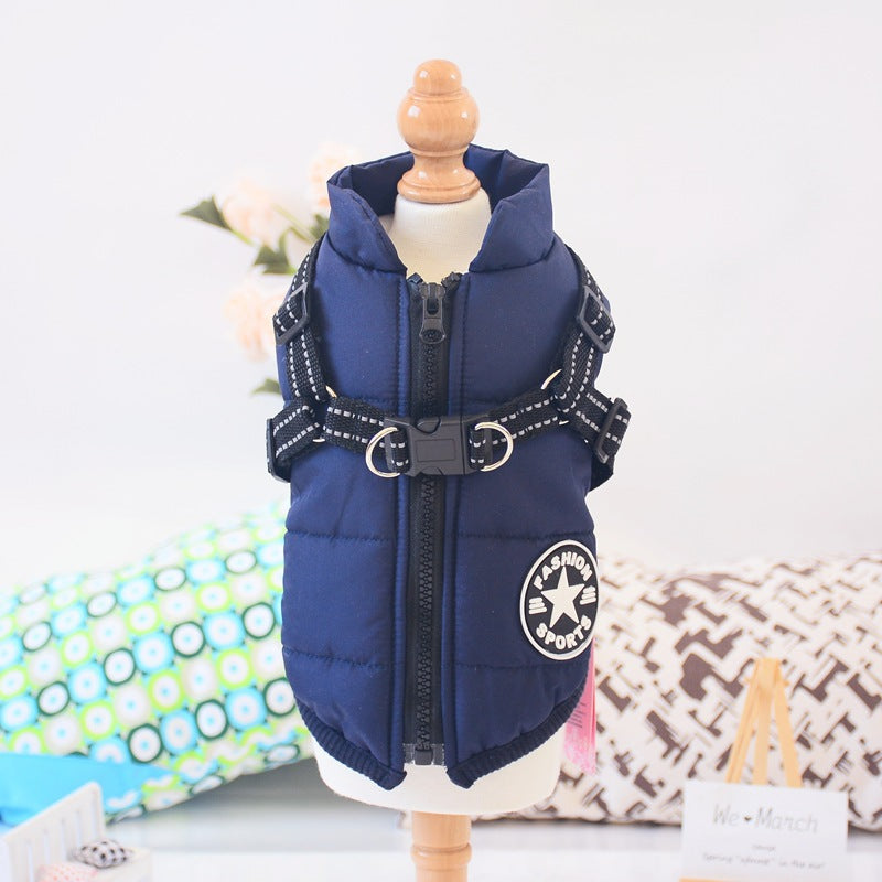 Warm Dog Coat with Harness – Waterproof Winter Jacket for All Dog Sizes