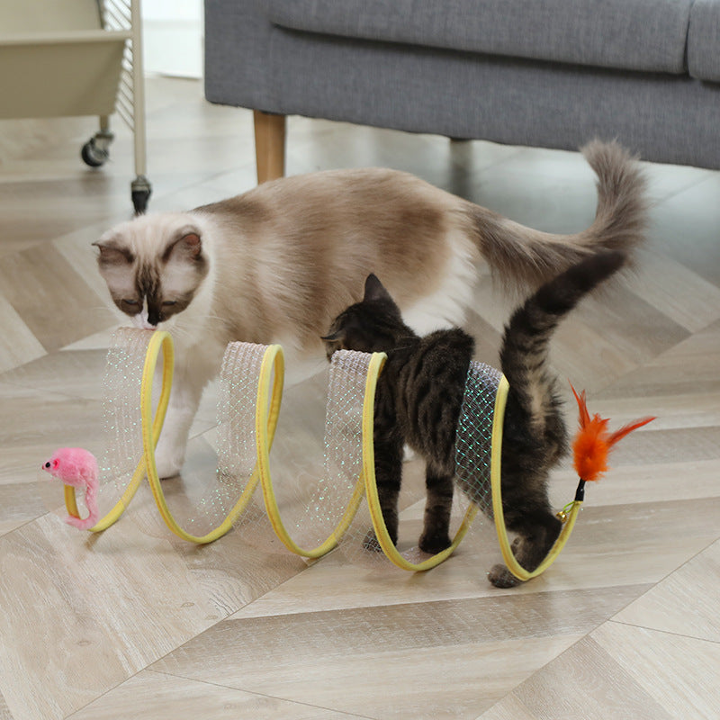 Cat Tunnel Toy Foldable Design – Interactive Mouse Ball Toy for Indoor Cats & Kittens