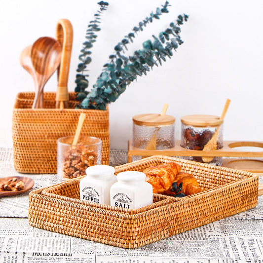 Decorative Woven Storage Basket – Handmade Rattan Organizer for Boho Home Styling