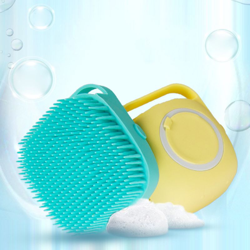 Soft Silicone Dog Cat Brush – Pet Bath Shampoo Dispenser Grooming Cleaning Tool