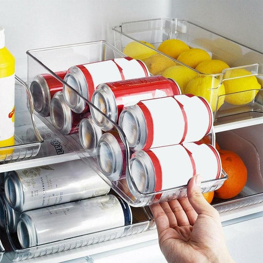 Fridge Organizer Beverage Holder – Clear Storage Container for Kitchen, Freezer & Cabinets