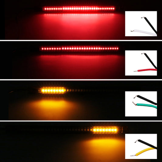 Motorcycle LED Tail Brake Light Strip – Universal Flexible 48 SMD Turn Signal License Plate Light