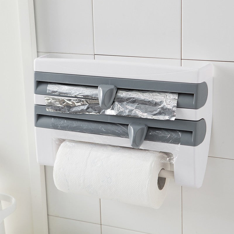 Multi-Function Kitchen Roll Holder 4-in-1 | Cling Film & Foil Organizer | Space Saving Kitchen Gadget