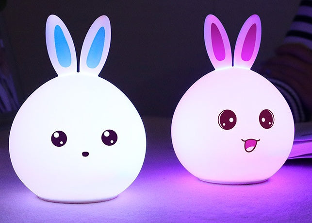 Cute Rabbit LED Night Light – Soft Silicone Touch Lamp (USB Rechargeable)
