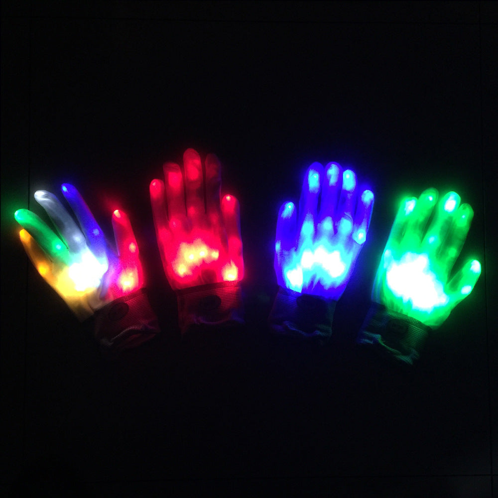 Glow in the Dark Skeleton Hand Gloves – LED Halloween Costume