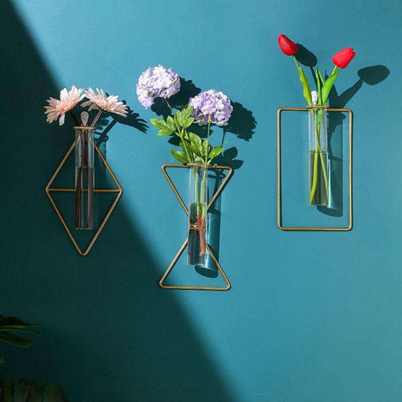 Wall Hanging Hydroponic Vase – Gold Nordic Planter for Boho Room Decor