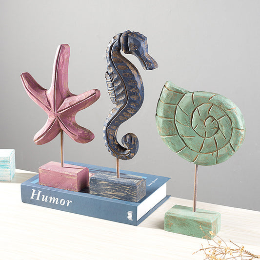 Coastal Home Decor Set Starfish Seahorse Conch – Beach Style Living Room Decor