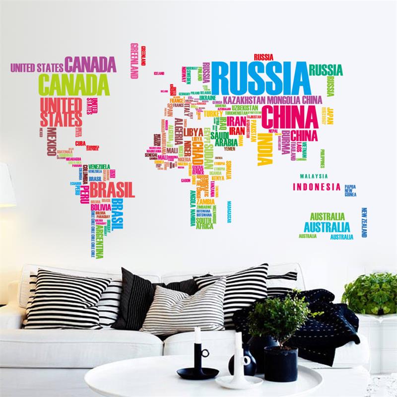 Animal World Map Wall Mural – Kids Room Learning Decor Decal for Bedroom Nursery
