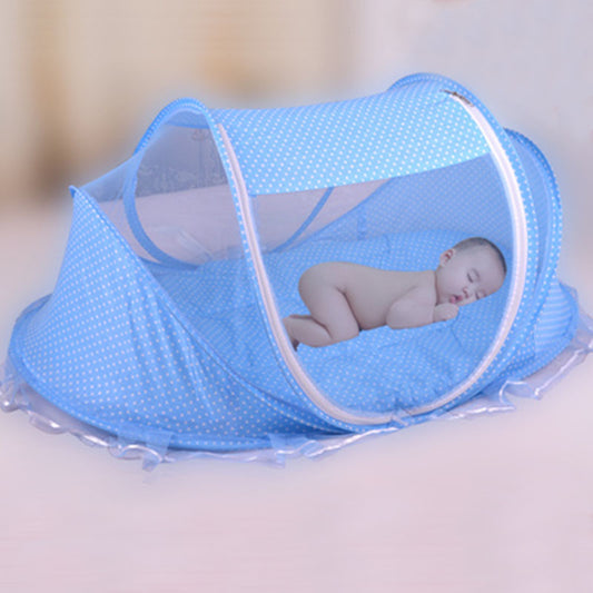 Foldable Infant Baby Bed – Breathable Mosquito Net with Soft Pillow Set