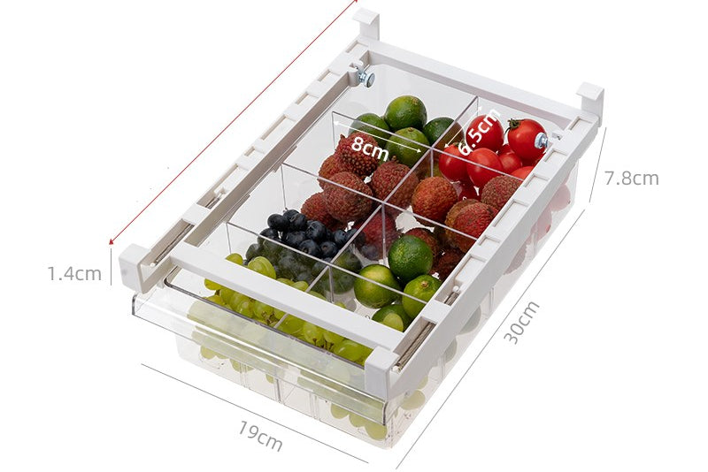 Refrigerator Storage Drawer Organizer – Adjustable Pull Out Fridge Shelf Rack