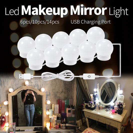 Dimmable USB LED Mirror Light Bulb – Touch Control Makeup Vanity Lamp
