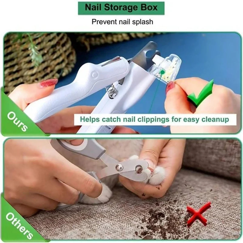 Pet Nail Trimmer LED Light – Professional Dog Cat Grooming Clippers for Home Care & Safety