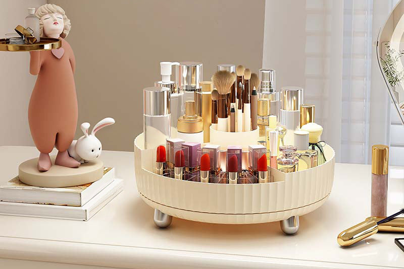 360° Rotating Cosmetic Storage Box – Makeup Organizer for Home & Travel