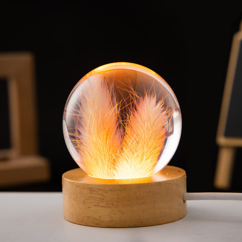 Crystal Ball Flower Night Lamp – LED Ambient Light for Bedroom