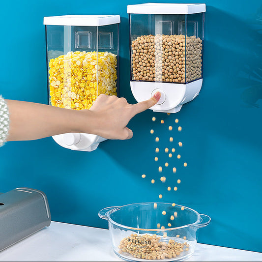 Wall-Mounted Kitchen Organizer – Easy Press Cereal & Food Dispenser