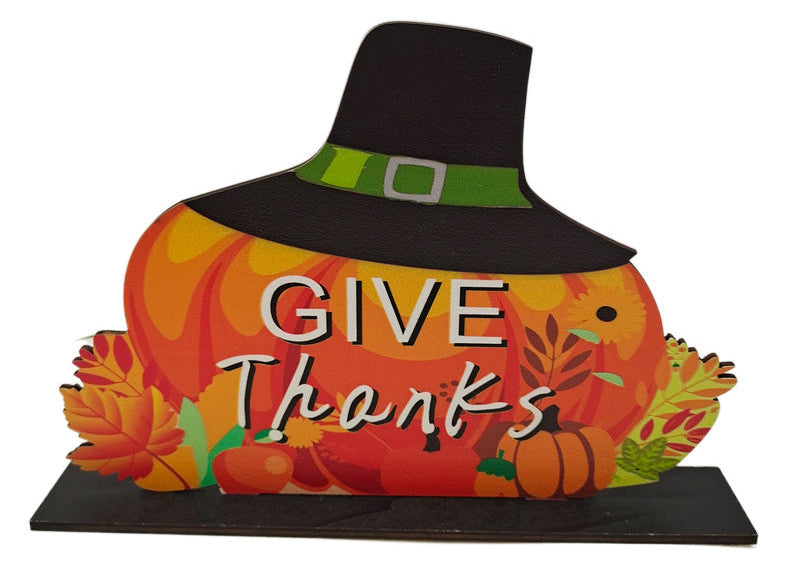 Thanksgiving Dinner Table Decor – Rustic Fall Signs & Harvest Wooden Ornaments