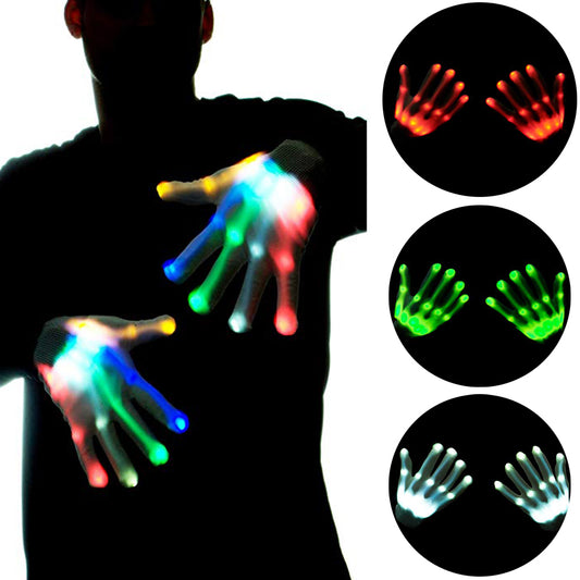 Glow in the Dark Skeleton Hand Gloves – LED Halloween Costume