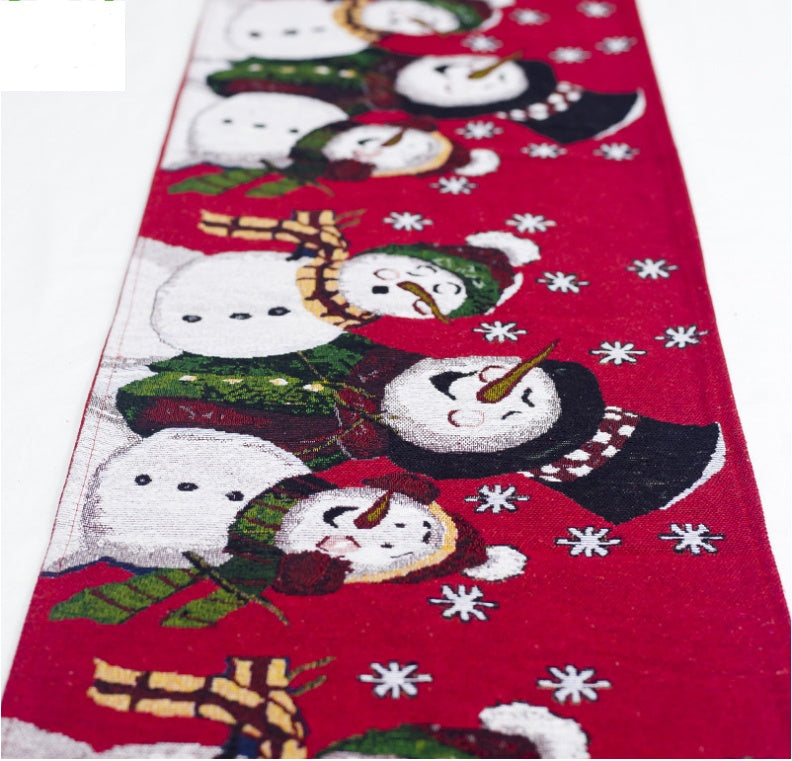 Holiday Table Runner with Elk and Snowman Design