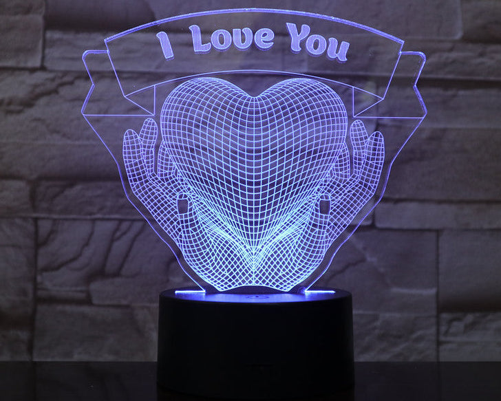 Romantic 3D Night Light – Hands Holding Love LED Lamp for Valentine’s Day Gift