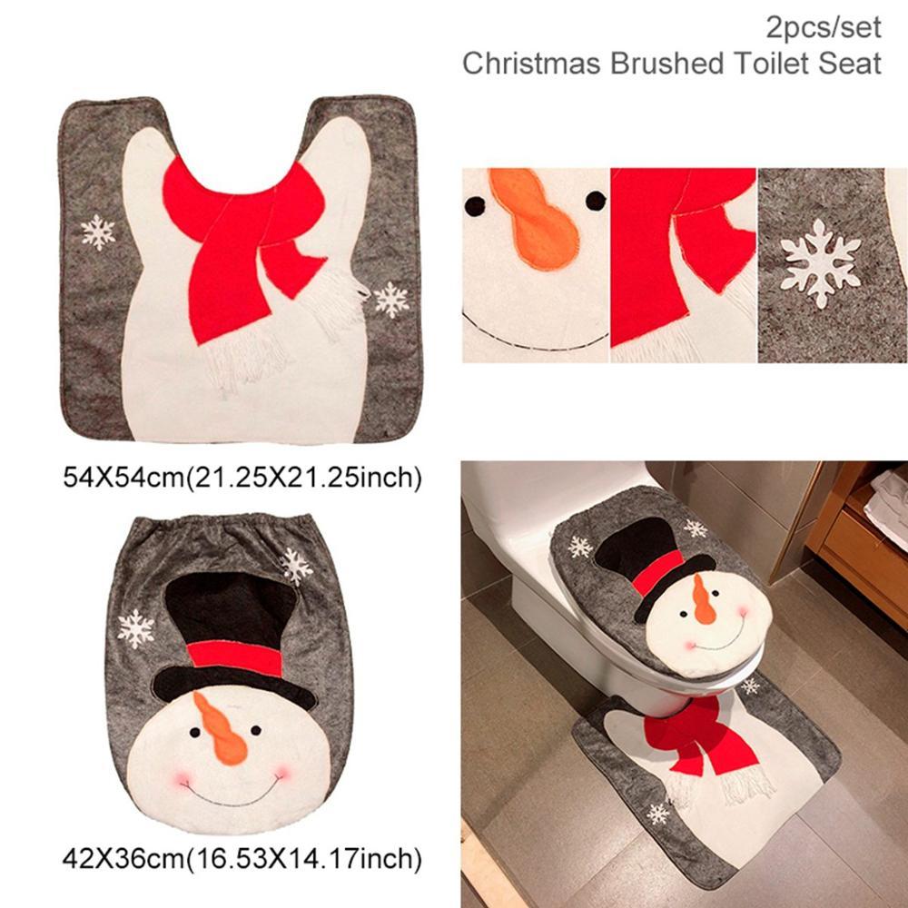Christmas Bathroom Set – Cute Santa Curtain and Seat Cover