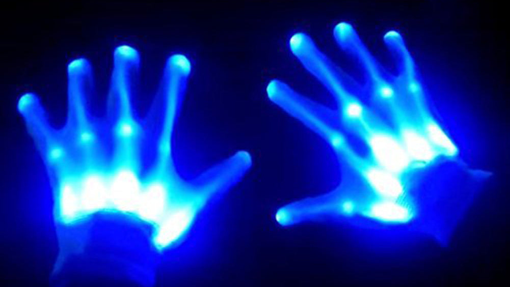 Glow in the Dark Skeleton Hand Gloves – LED Halloween Costume