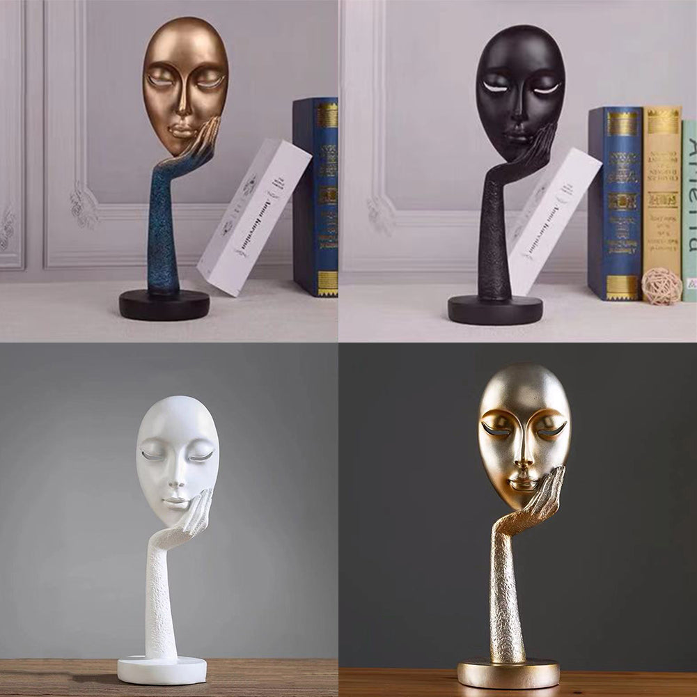 Nordic Abstract Art Sculpture – Thinking Lady Resin Figurine for Living Room Decor