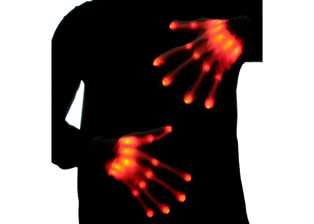 Glow in the Dark Skeleton Hand Gloves – LED Halloween Costume