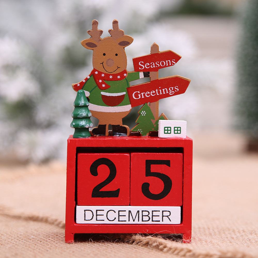 Decorative Christmas Wooden Calendar – Holiday Countdown Tabletop Home Decor