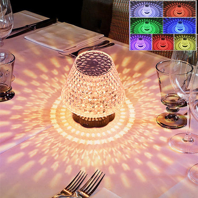 Luxury Touch Control Crystal Lamp – USB Dimmable LED Bedside Light for Home Decor