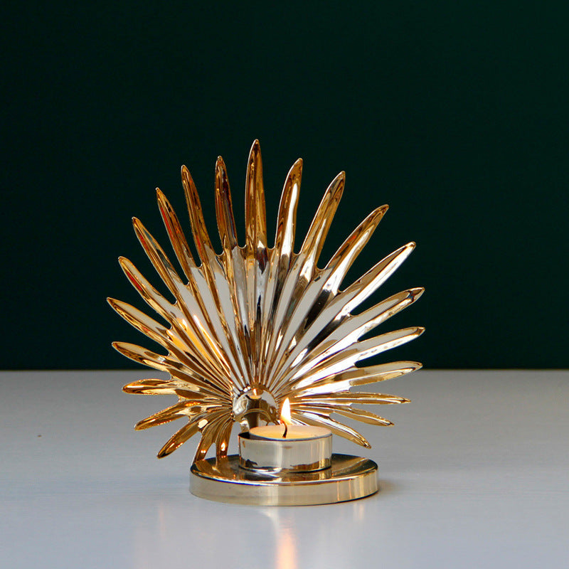 Golden Metal Candle Holder – Luxury Table Decoration for Elegant Home