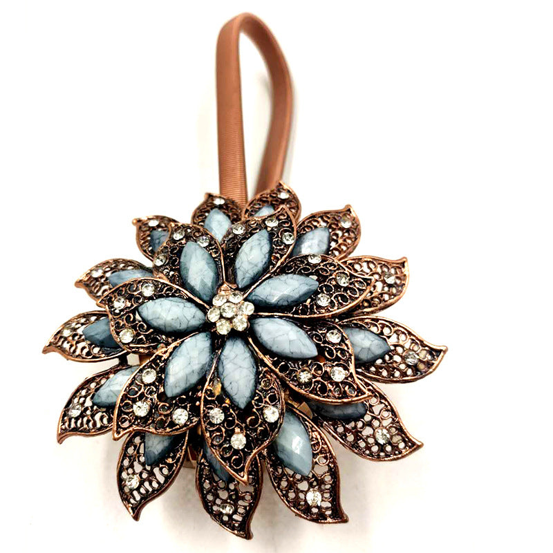 Magnetic Curtain Buckle Tiebacks - damage-free installation with sparkling rhinestones