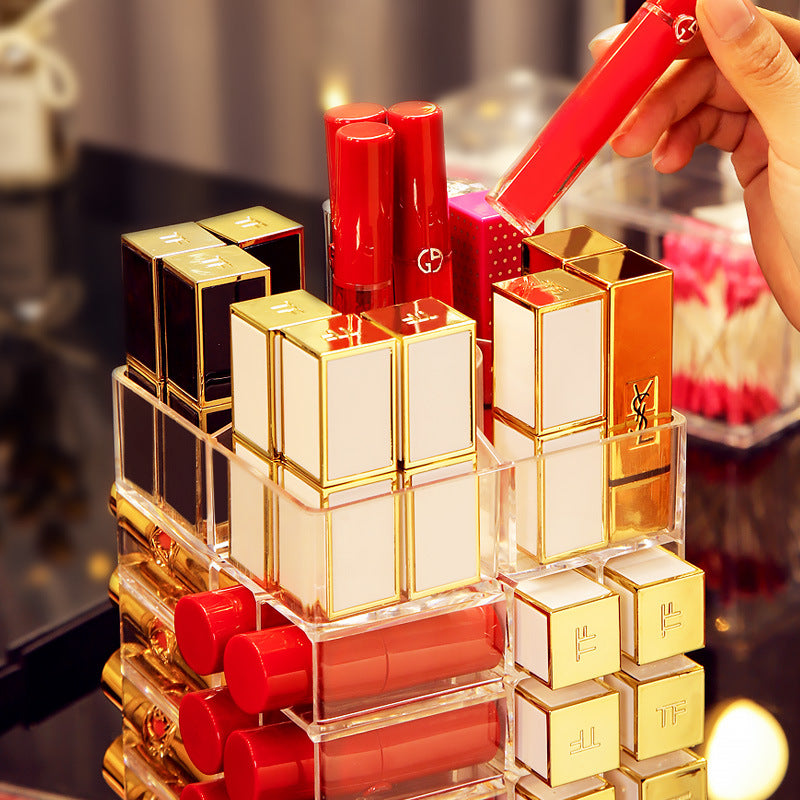 Lipstick Storage Box Organizer – Desktop Cosmetic Shelf | Makeup Vanity Organizer