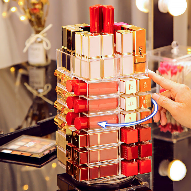 Lipstick Storage Box Organizer – Desktop Cosmetic Shelf | Makeup Vanity Organizer