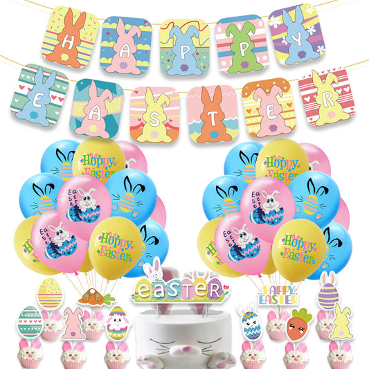 Easter Party Balloon & Flag Set - Easter Decorations Kit