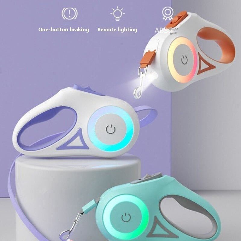 Rechargeable LED Retractable Dog Leash | Safe Night Walking Pet Leash